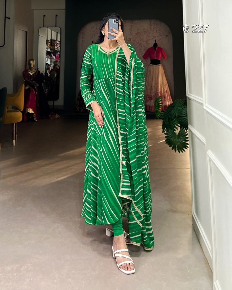 Leheriya Georgette Gown with Lace Touch Up – G 227