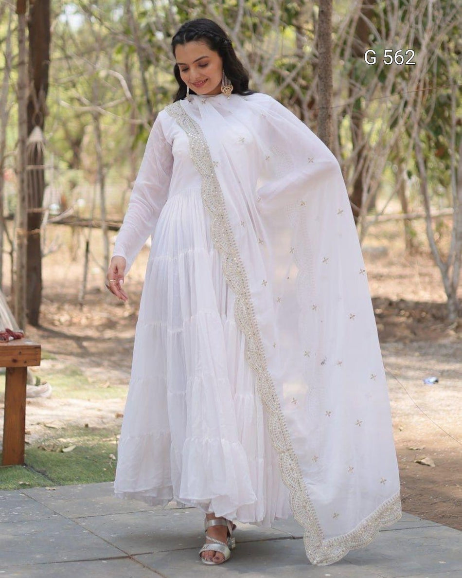 Classic Faux Georgette Gown with Party Elegance - G 562