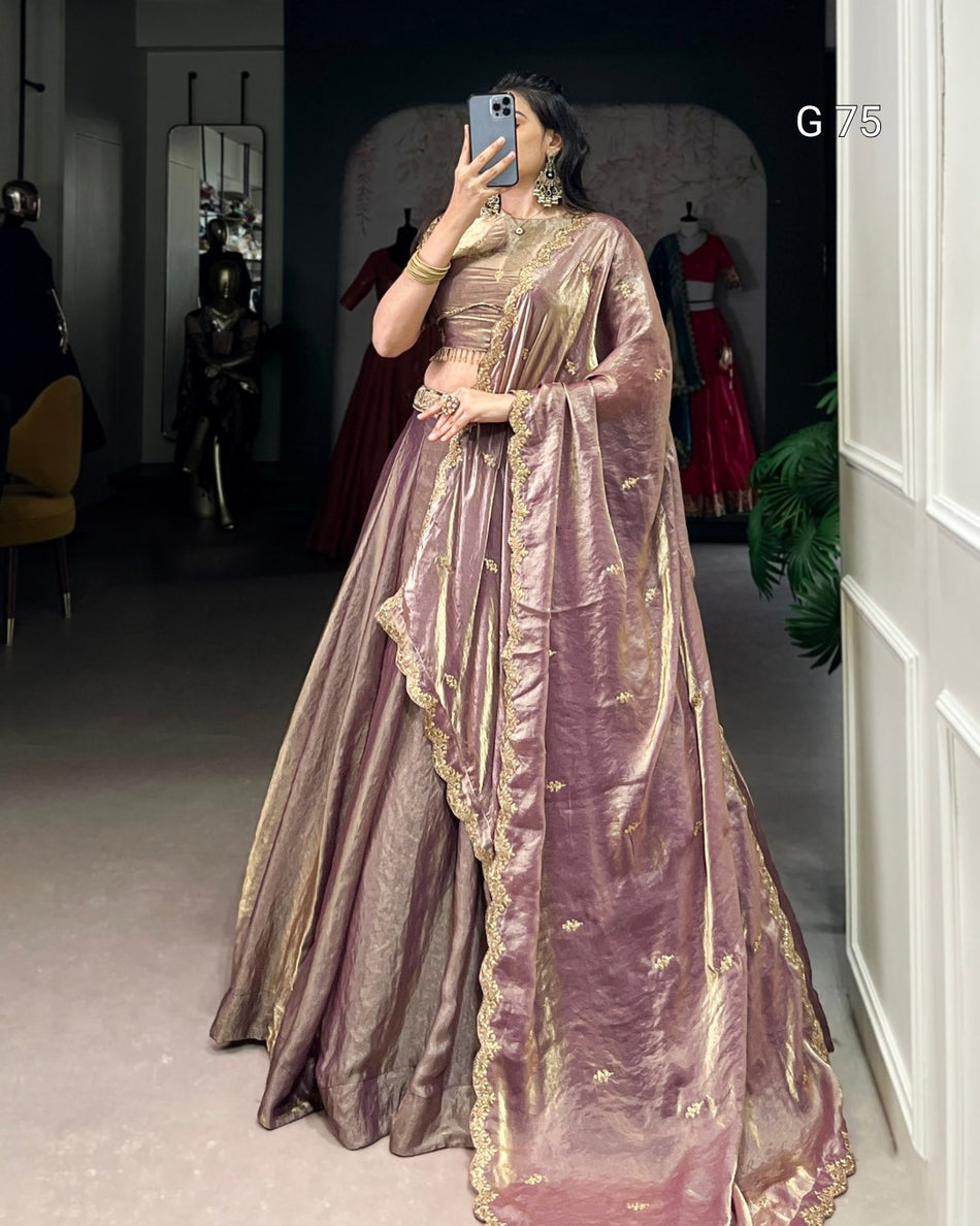 Premium Silk Lehenga with Sequins & Thread Embroidery – G 75