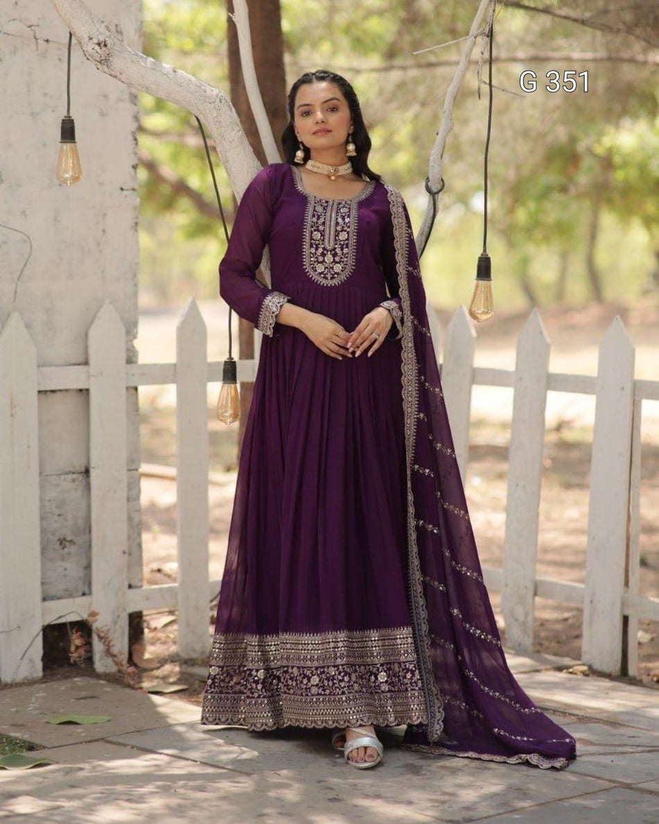 Faux Blooming Gown with Sequins Embroidery - G 351