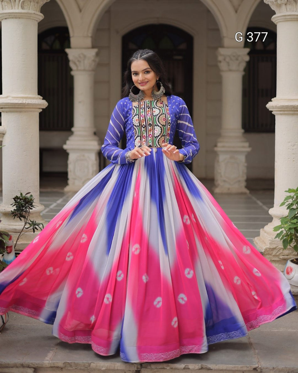 Kora Cotton Gown with Multi-Thread & Gota Patti Work – G 377