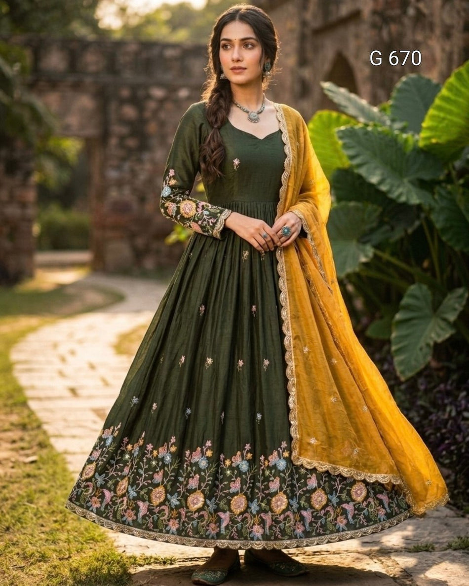 Trendy Designer Gown with Timeless Festive Elegance G 670