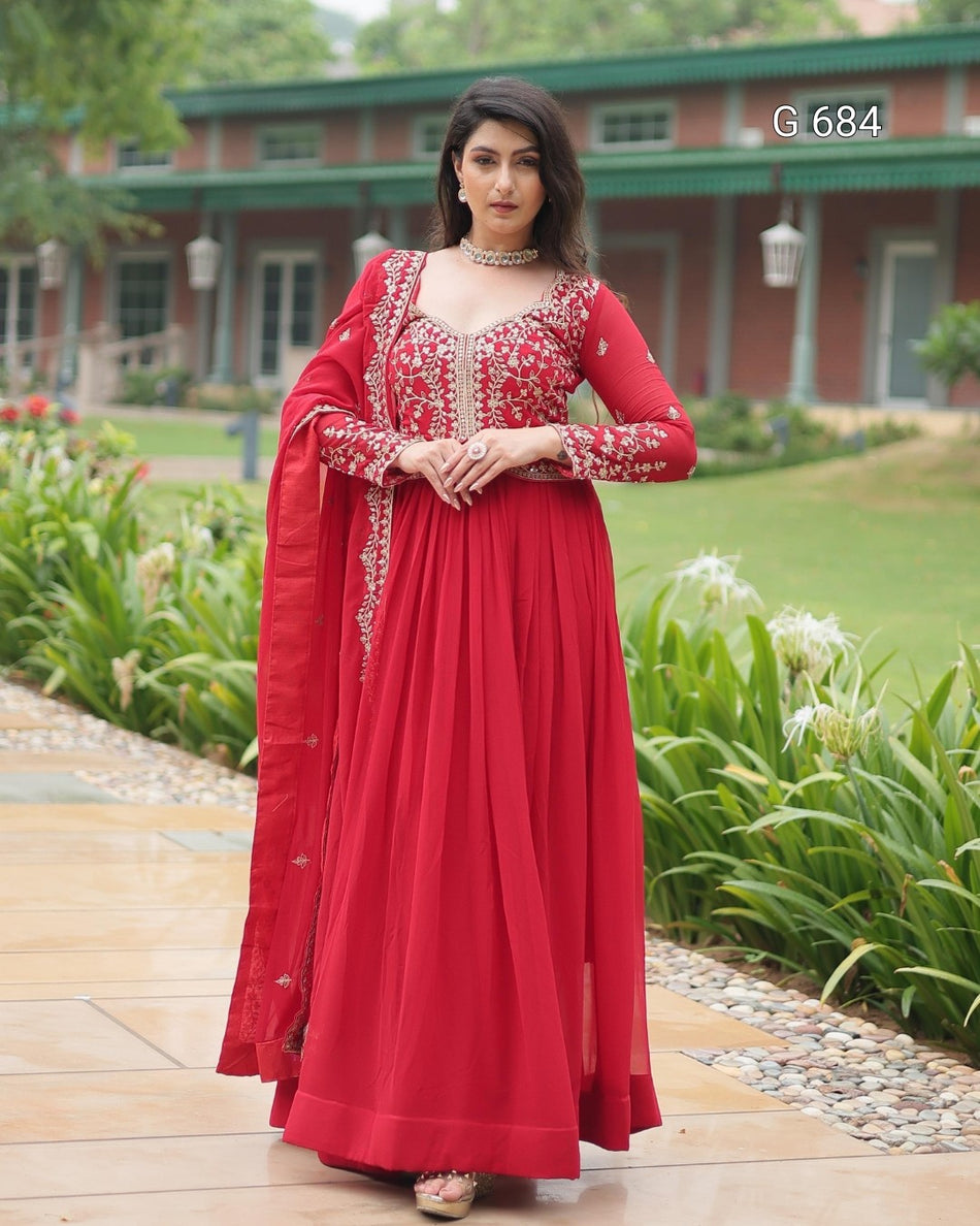 Luxurious Embroidered Gown for Wedding Functions G 684
