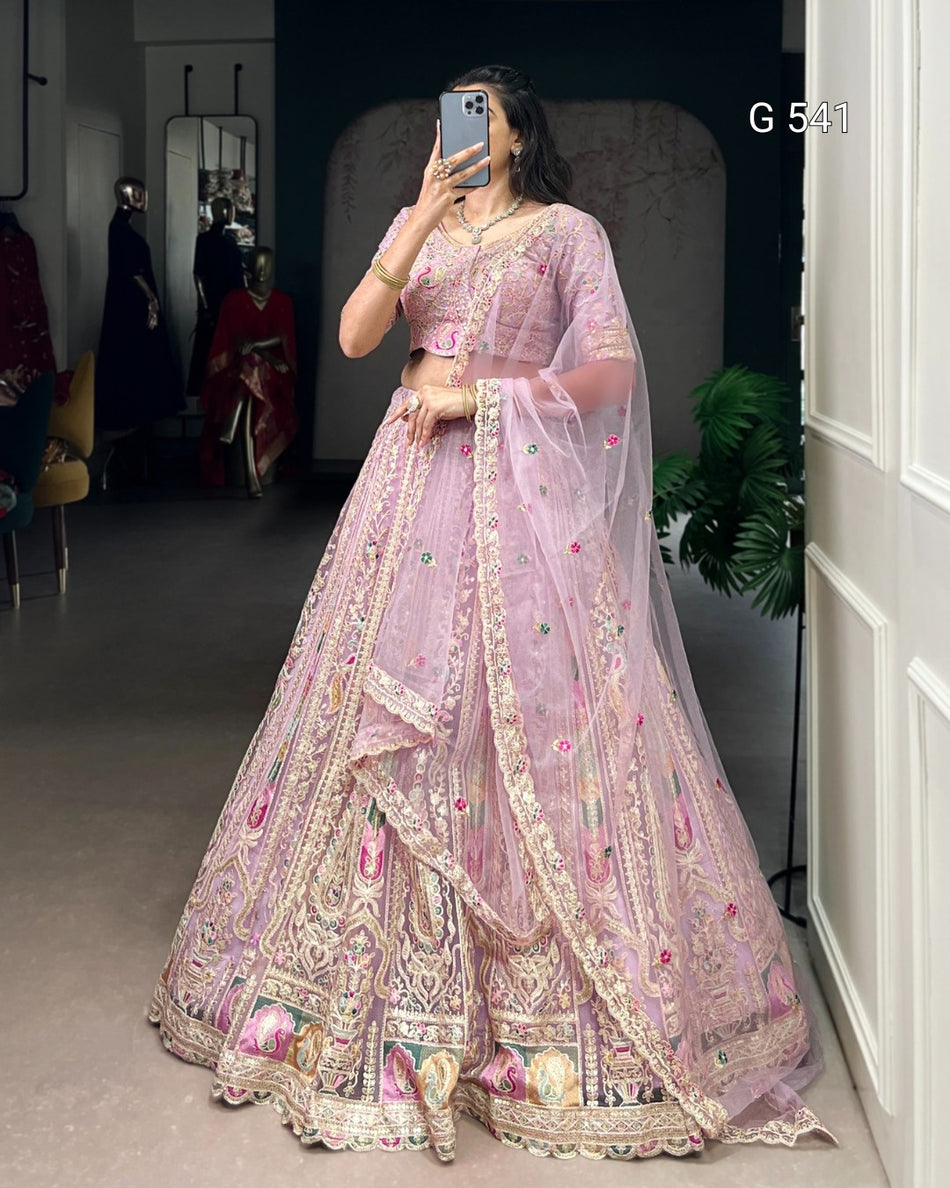 Beautiful Pastel Lehenga Choli with Embroidery Detail - G 541