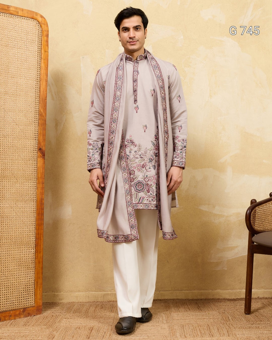 Premium Wedding Kurta with Traditional Dupatta Style  G 745