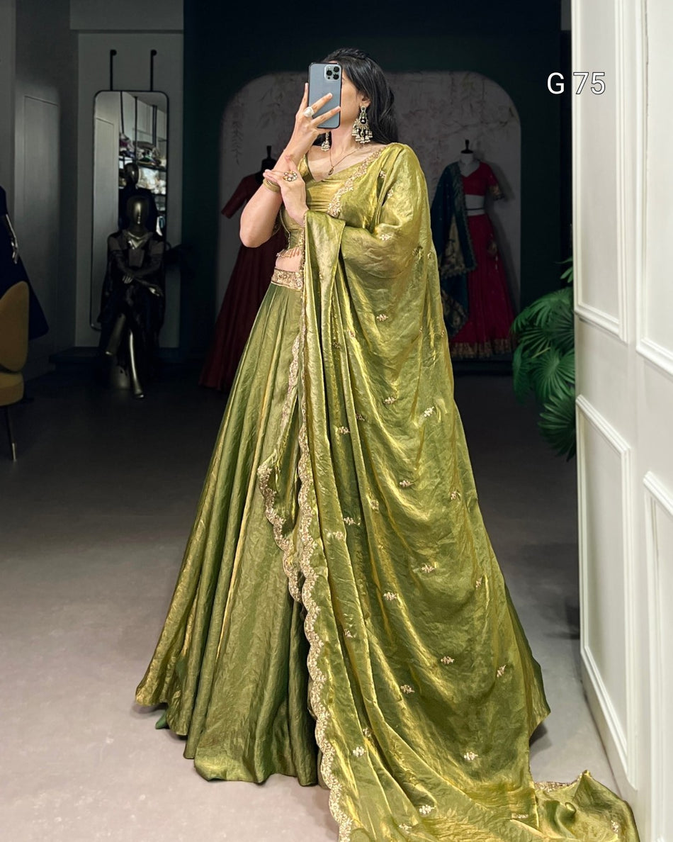 Premium Silk Lehenga with Sequins & Thread Embroidery – G 75