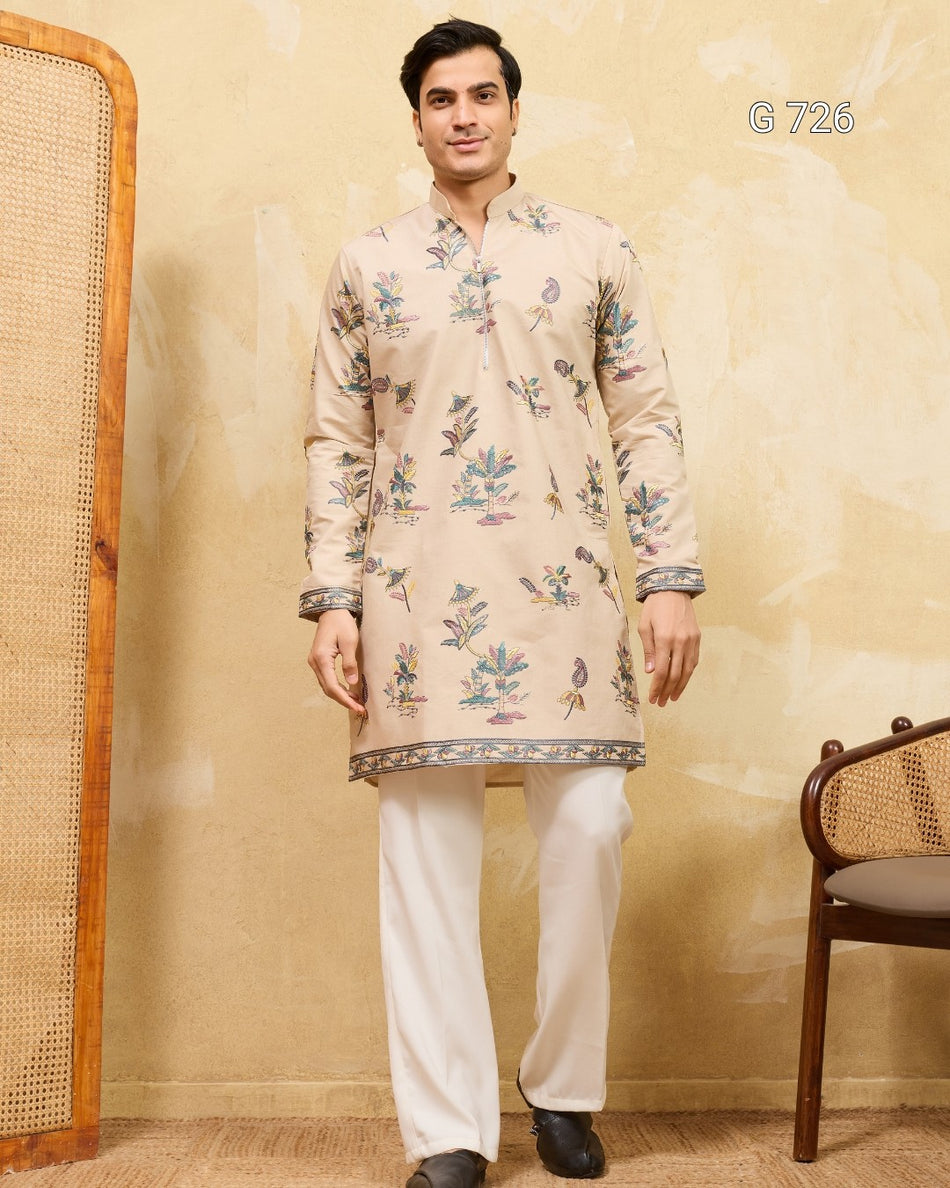 Premium Rajputana Style Viscose Silk Men’s Designer Kurta - G 726