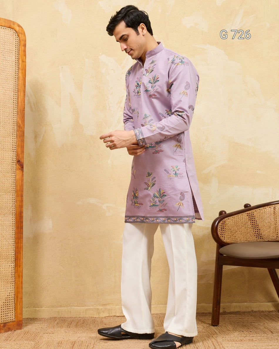Premium Rajputana Style Viscose Silk Men’s Designer Kurta - G 726