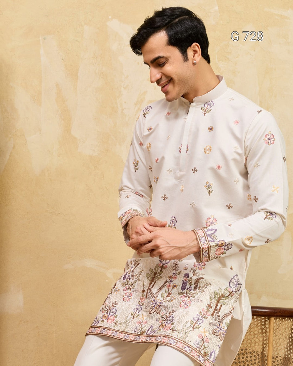 Wedding Special Men’s Embroidered Kurta Collection 2026- G 728