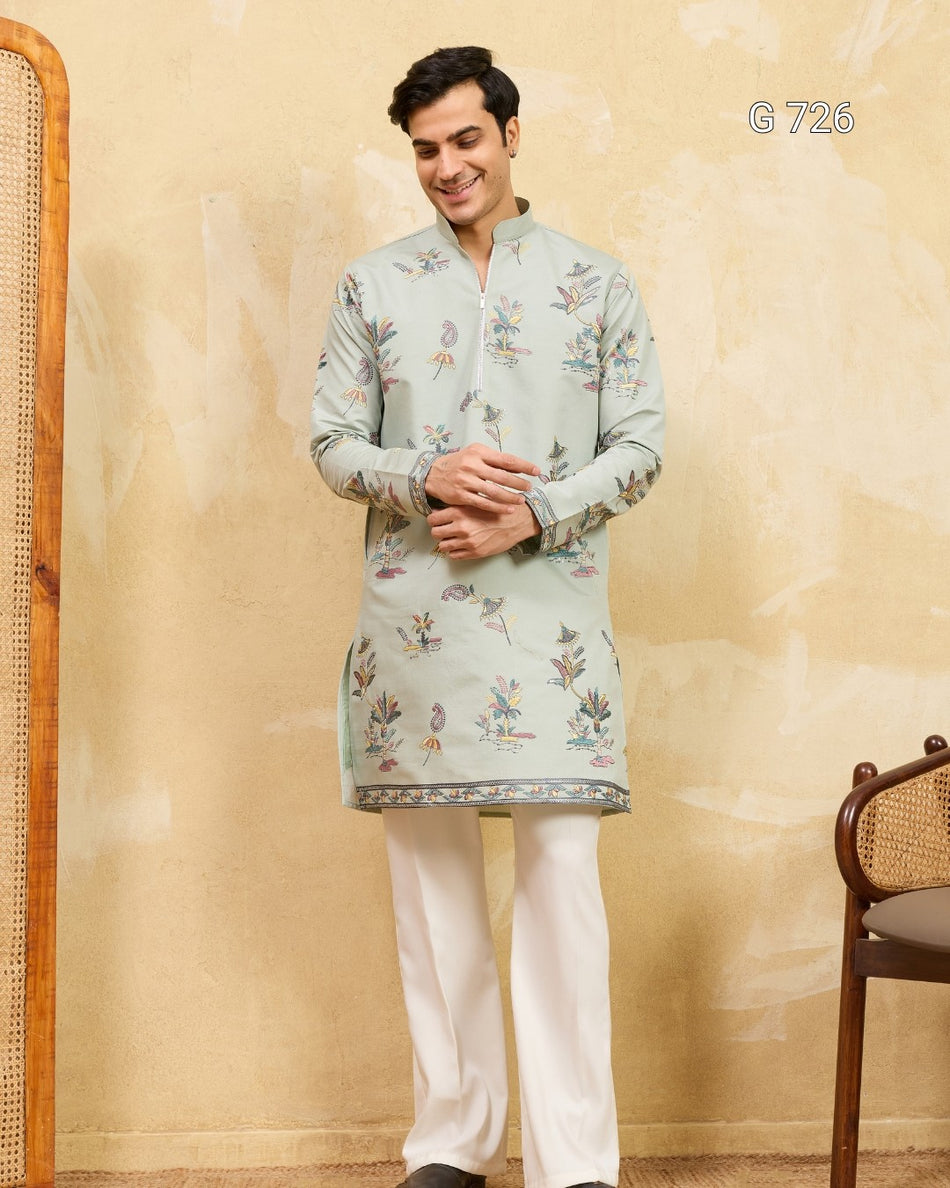 Premium Rajputana Style Viscose Silk Men’s Designer Kurta - G 726