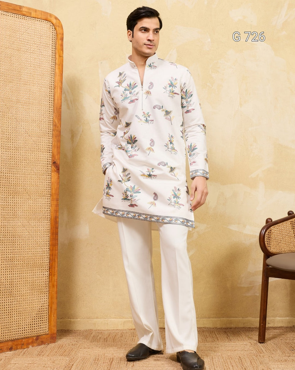 Premium Rajputana Style Viscose Silk Men’s Designer Kurta - G 726