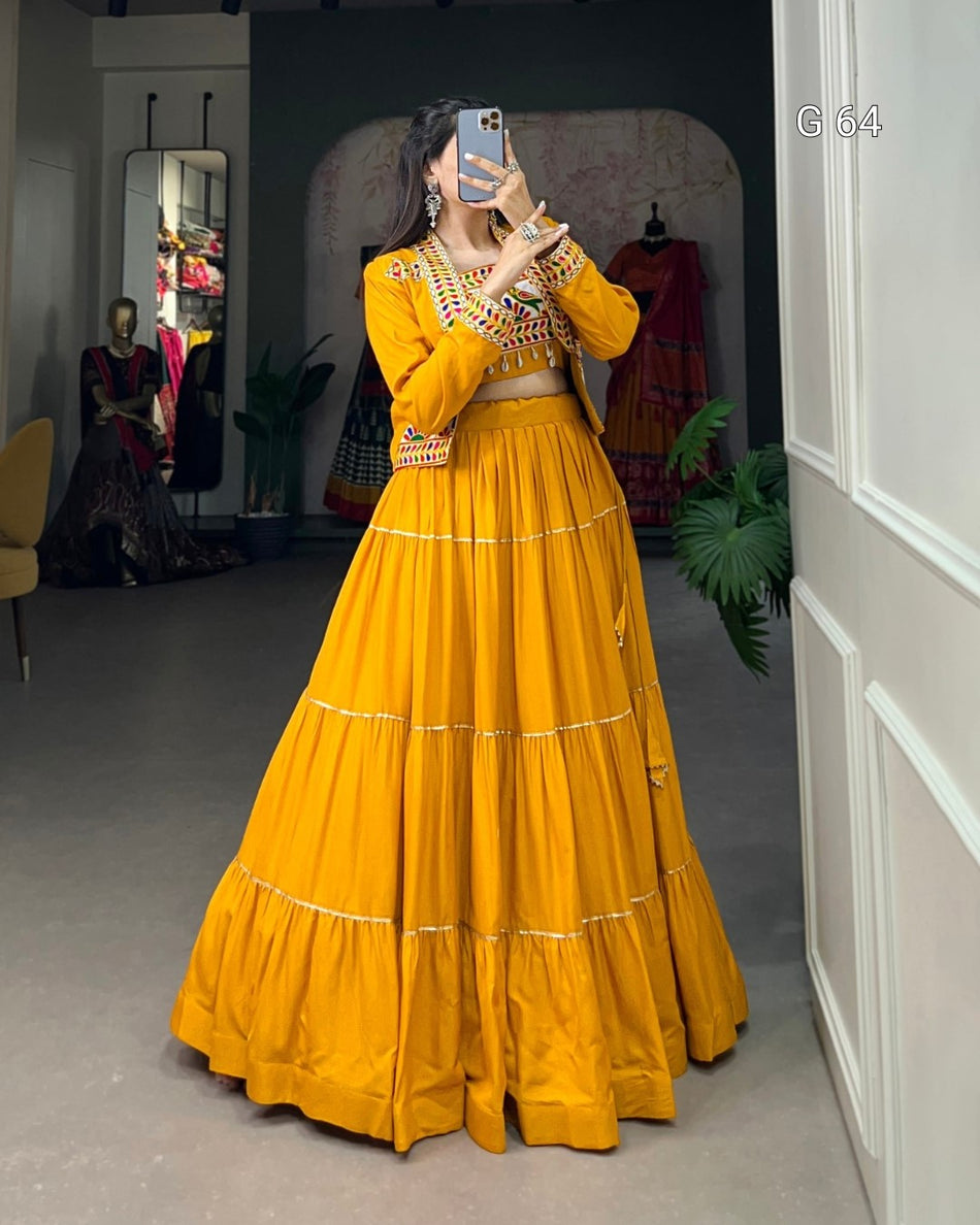 Pure Rayon Lehenga with Gota Patti Touch Up – G 64 Musterd