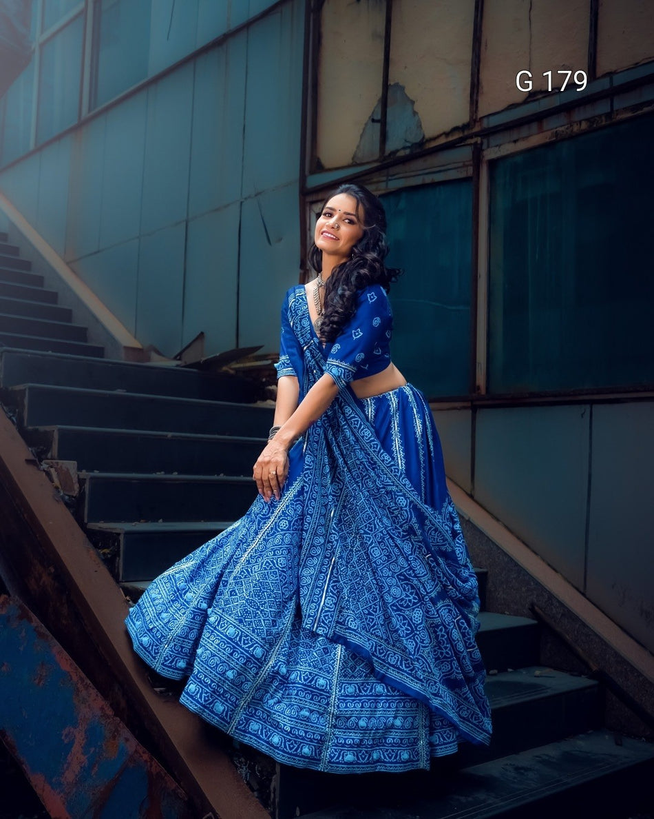Navi Blue Vaishali Silk Lehenga with Gota Patti & Tassels Work – G 179 Navi Blue