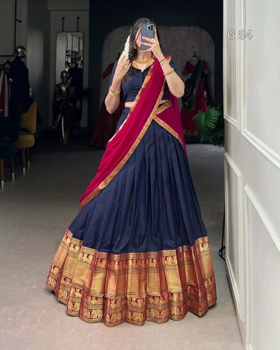 Narayan Pet Cotton Lehenga with Zari Weaving Work – G 84