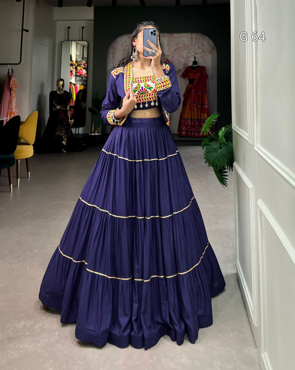 Pure Rayon Lehenga with Gota Patti Touch Up – G 64 Navy Blue