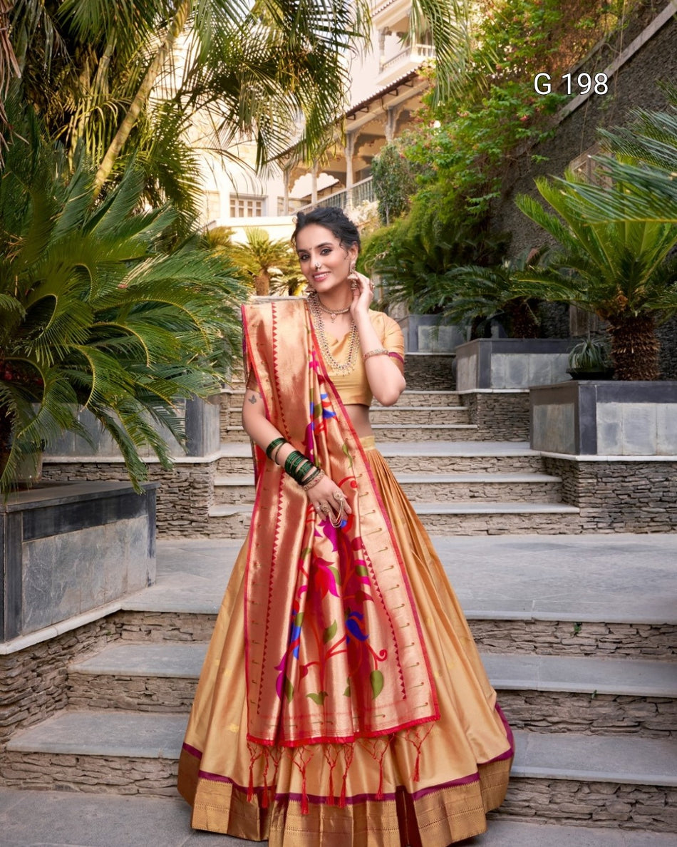 Black Jacquard Silk (Paithani) Lehenga with Zari Weaving Work – G 198