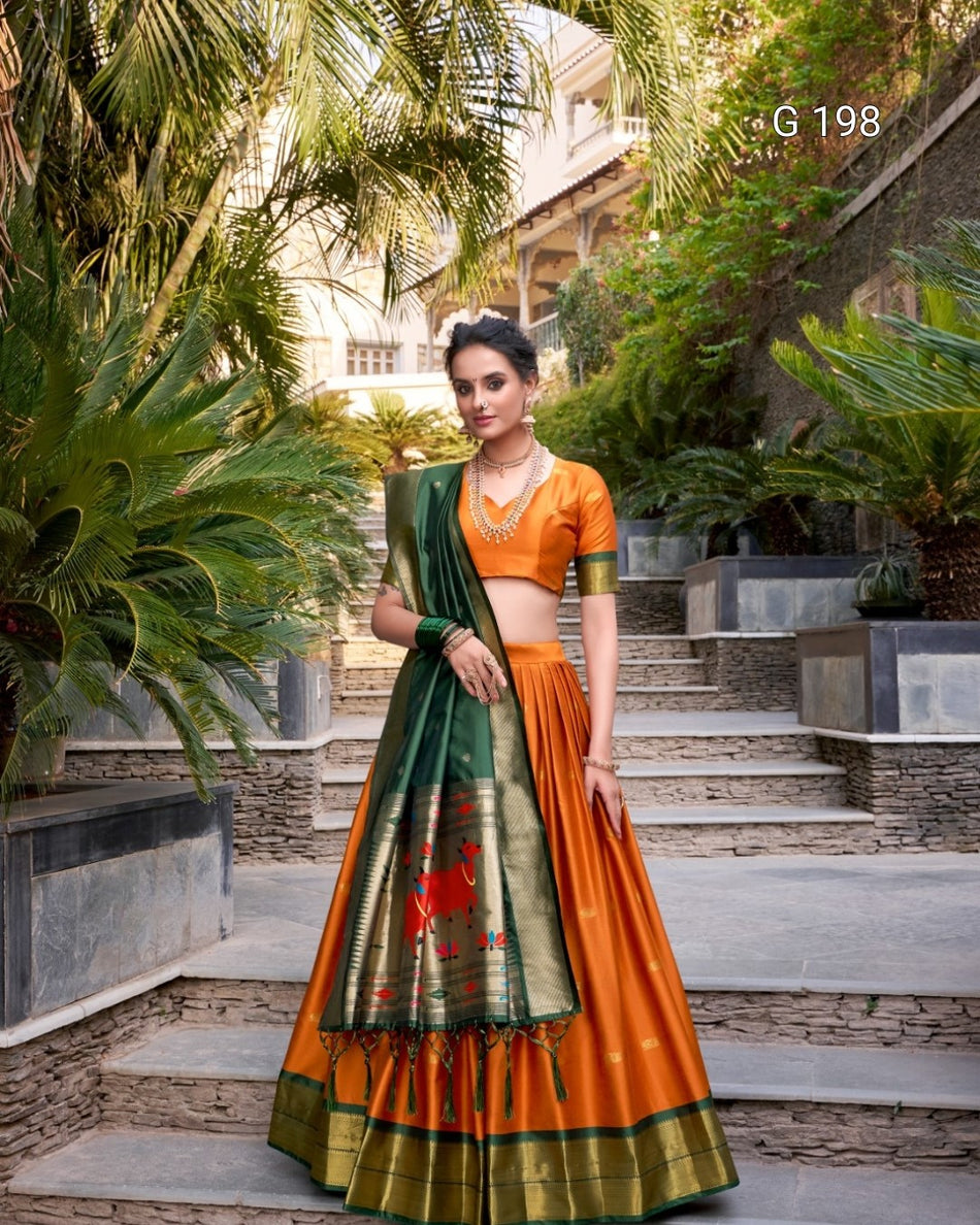 Black Jacquard Silk (Paithani) Lehenga with Zari Weaving Work – G 198