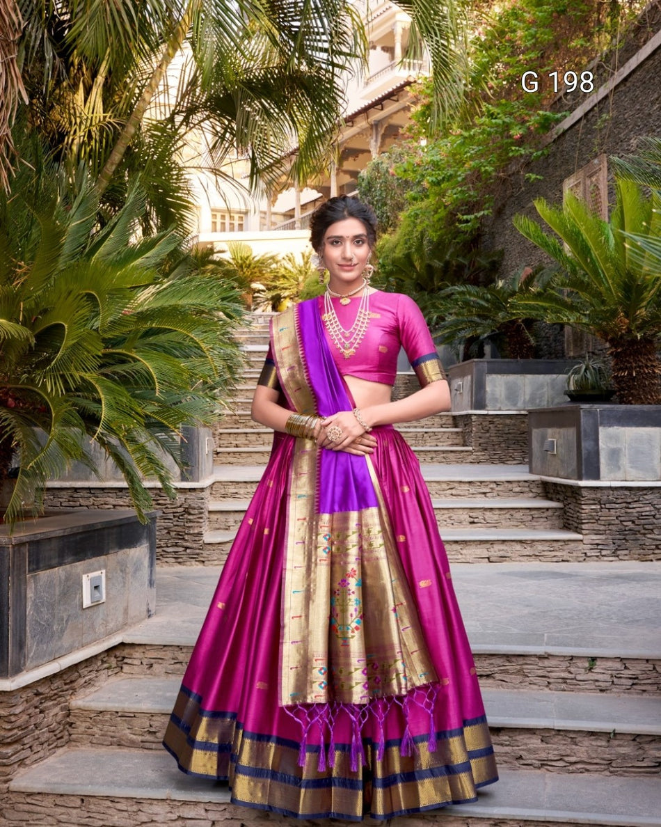Black Jacquard Silk (Paithani) Lehenga with Zari Weaving Work – G 198