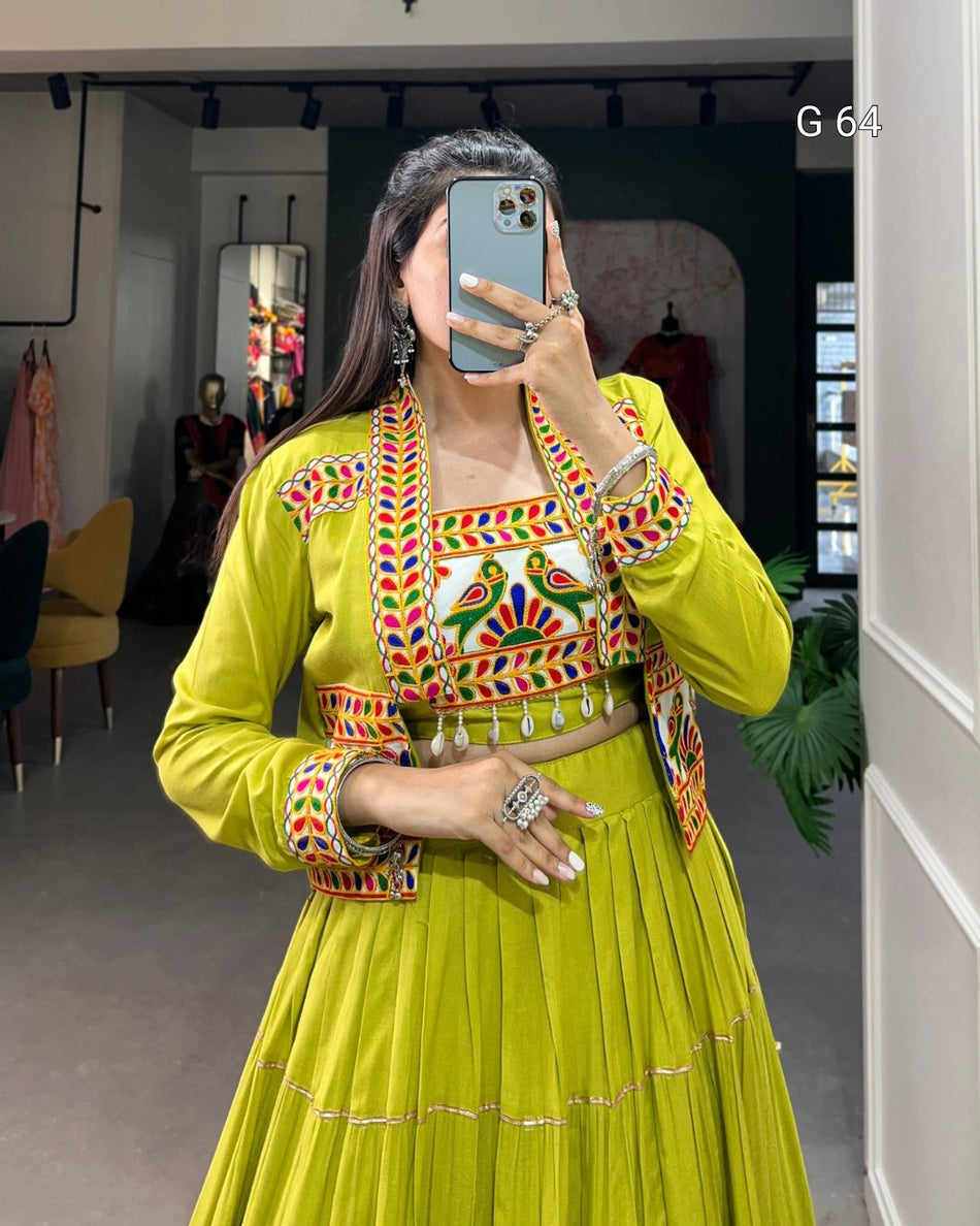 Pure Rayon Lehenga with Gota Patti Touch Up – G 64 Parrot