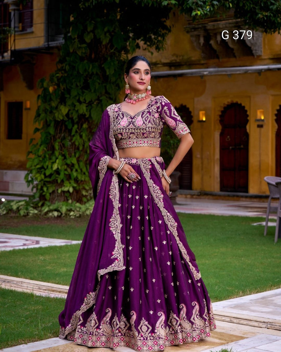 Purple Rangoli Crush Lehenga with Sequins & Thread Work – G 379