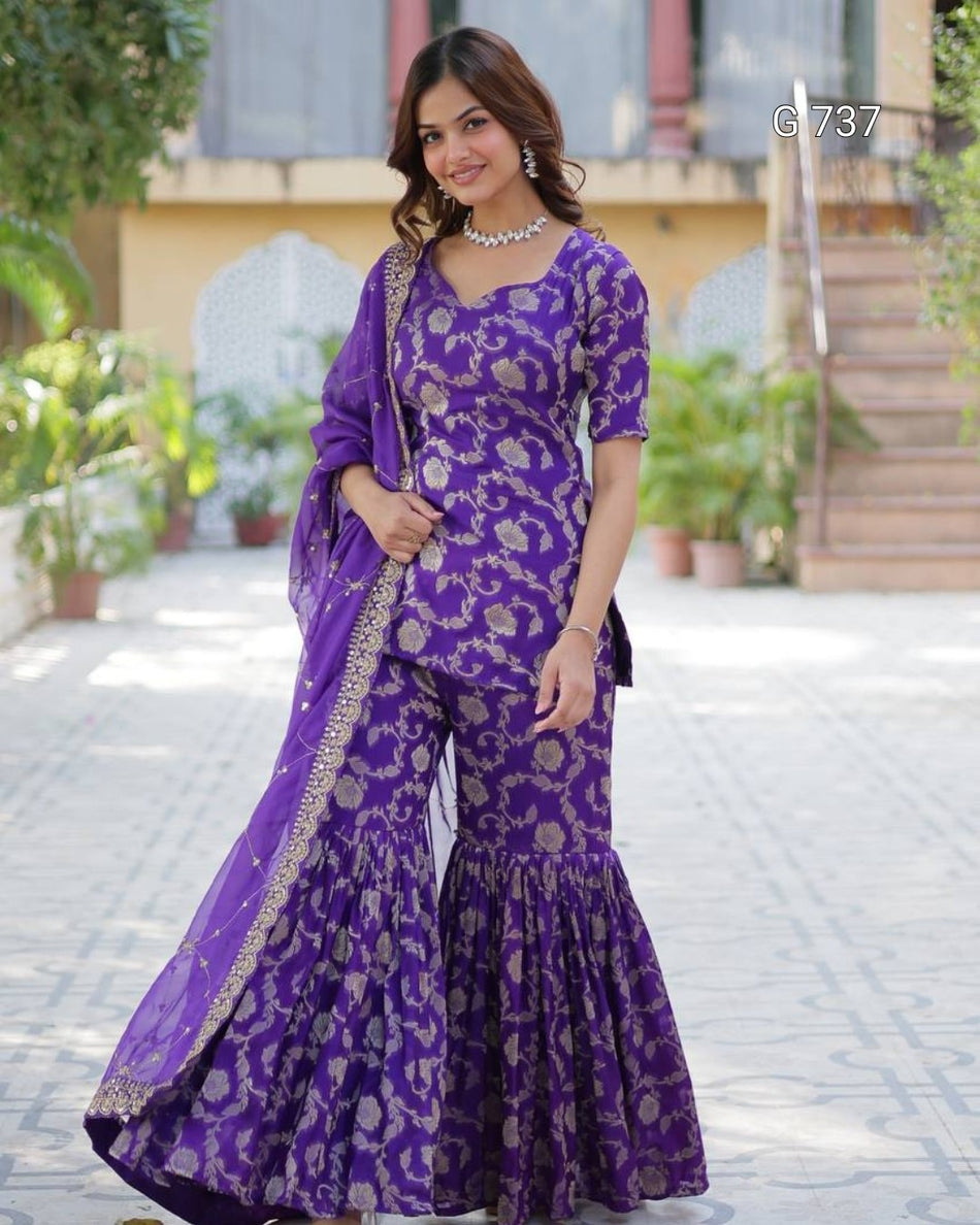 Elegant Celebration Wear Gharara Set for Women G 737