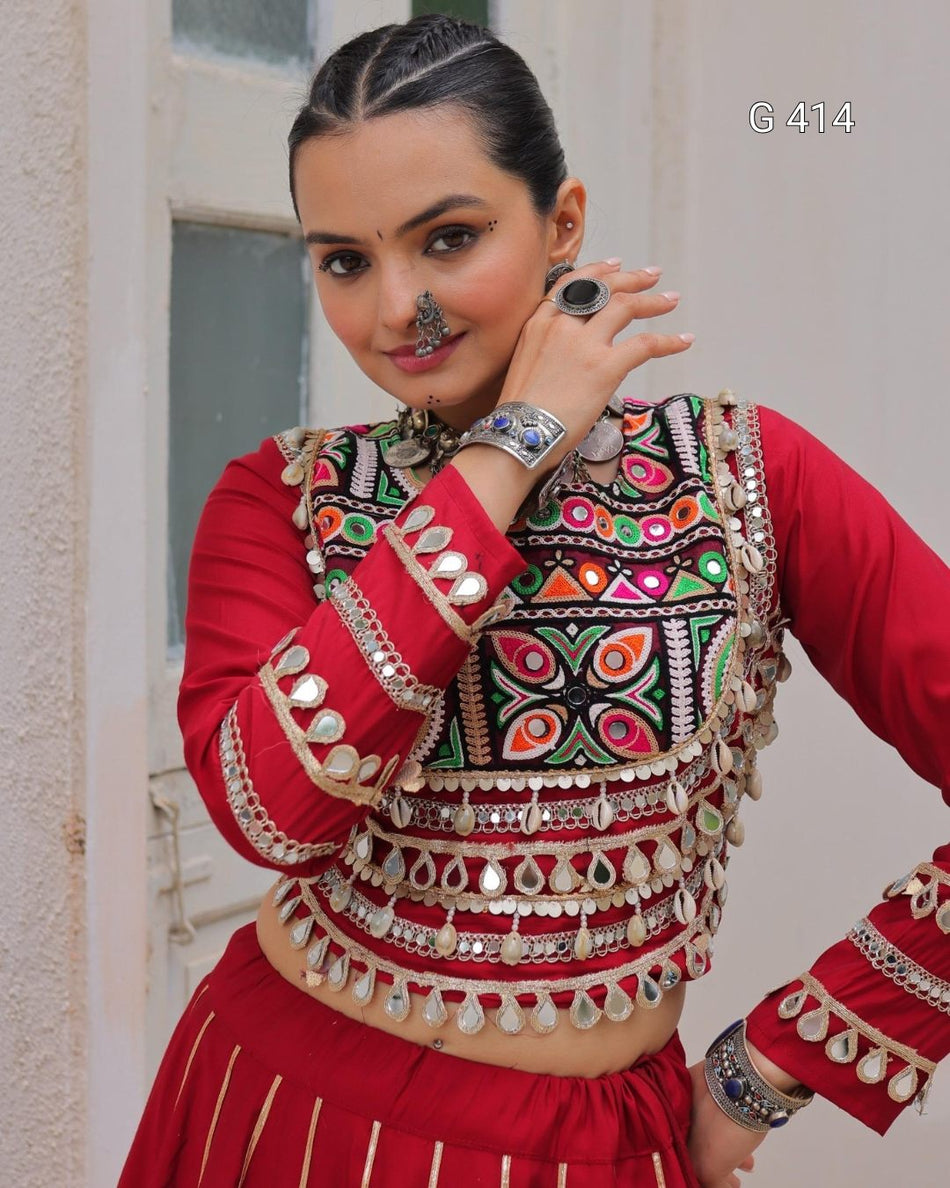 Roman Lehenga with Gota-Patti Lace & Embroidered Top – G 414