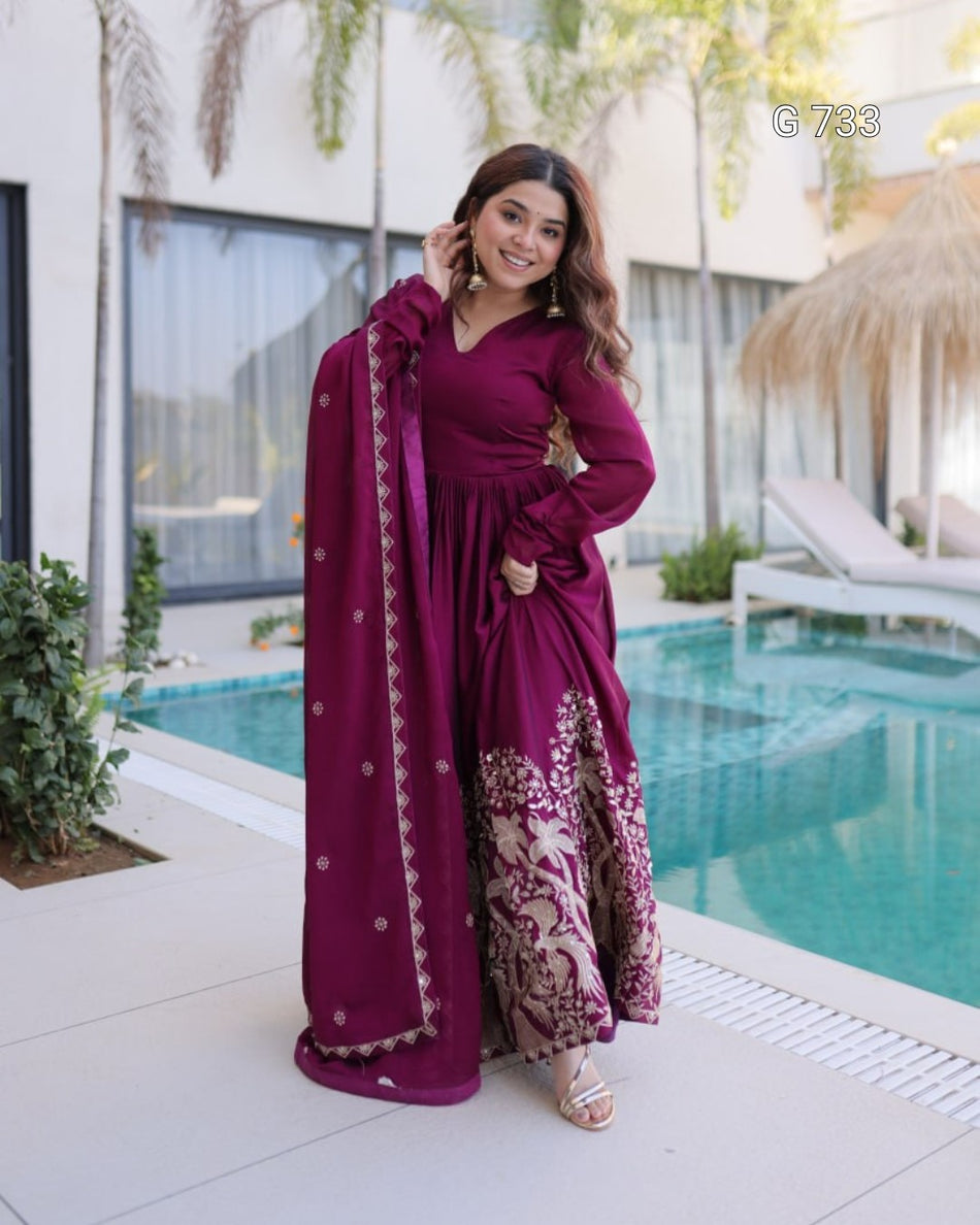 Premium Ethnic Gown with Timeless Festive Elegance G 733