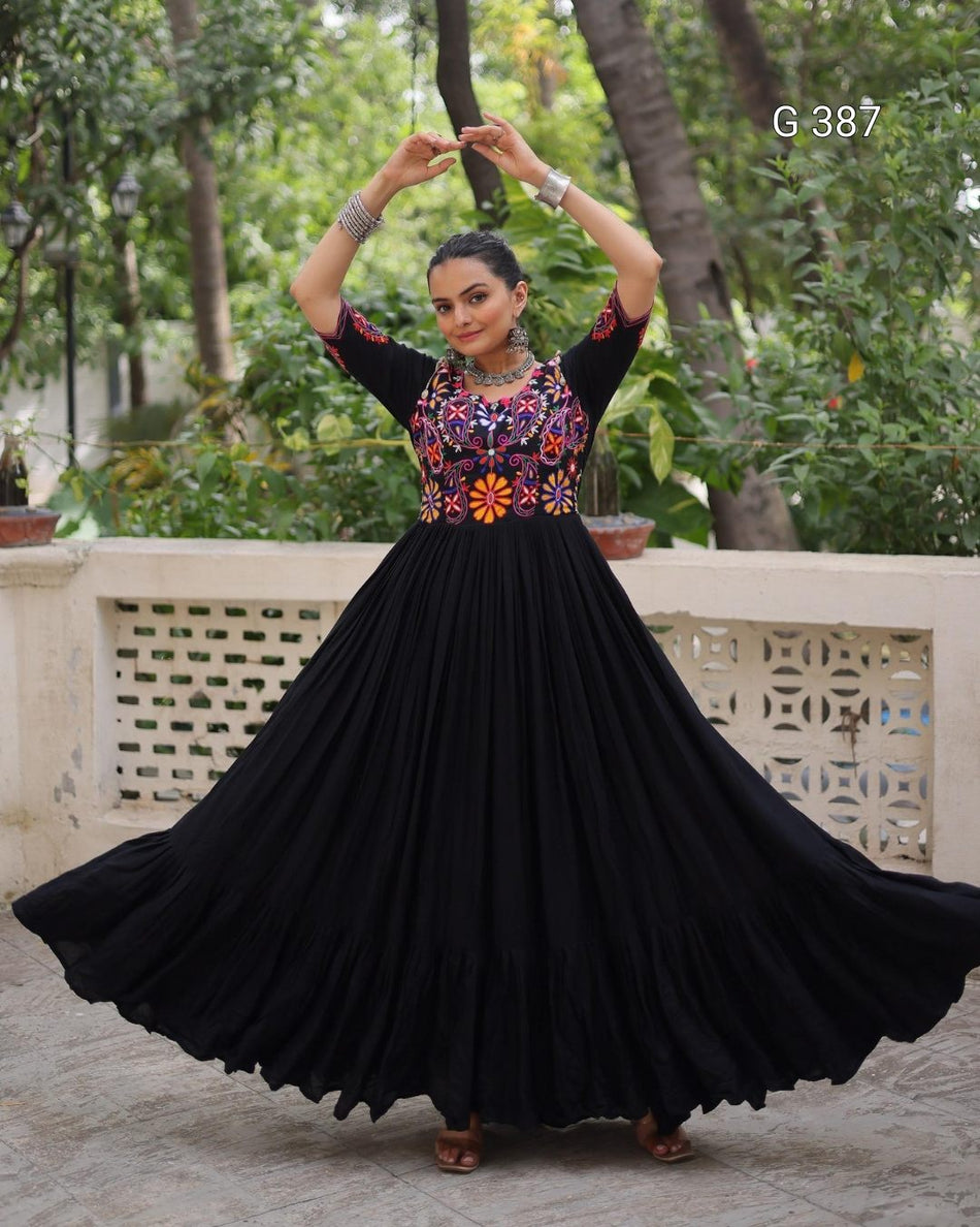 Reyon Gown with Kutchi Gamthi Embroidered Thread Work – G 387