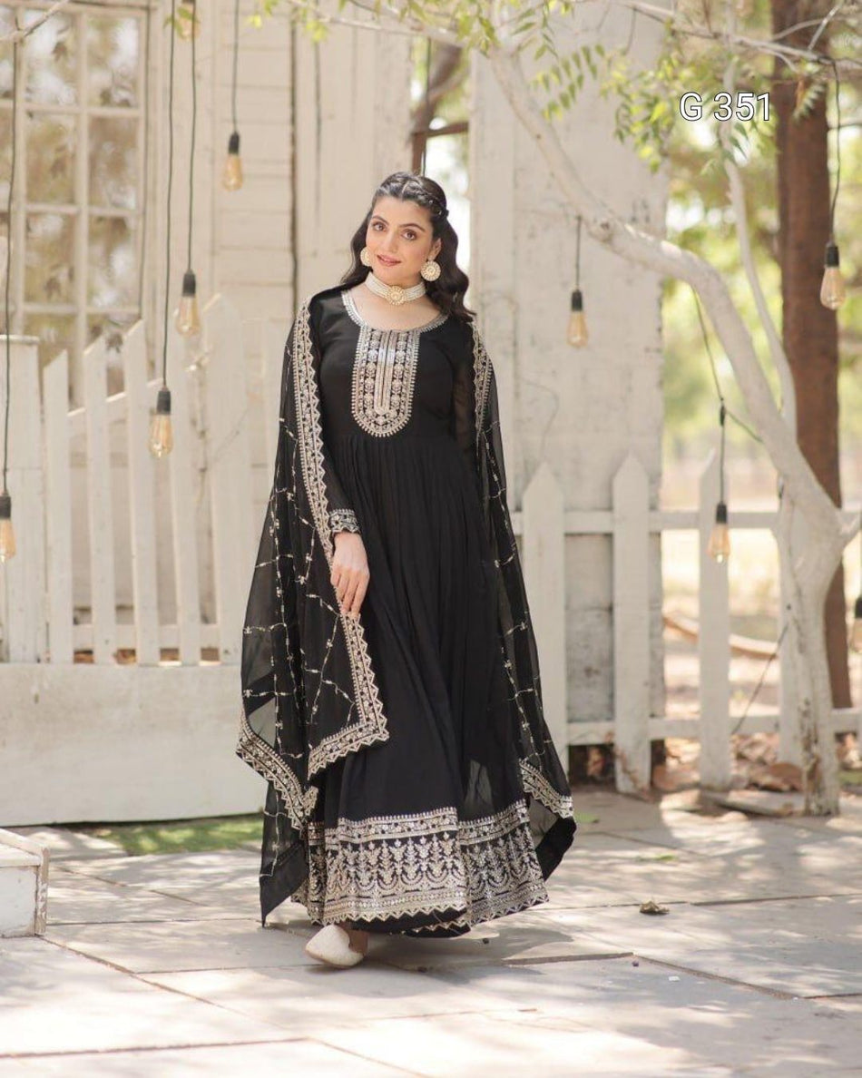 Faux Blooming Gown with Sequins Embroidery - G 351