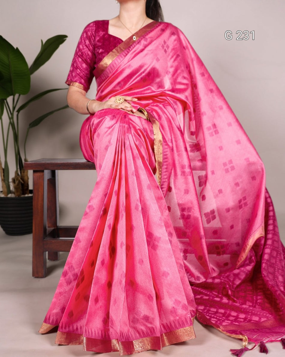 Patola Print Jacquard Silk Saree with Zari Weaving – G 231