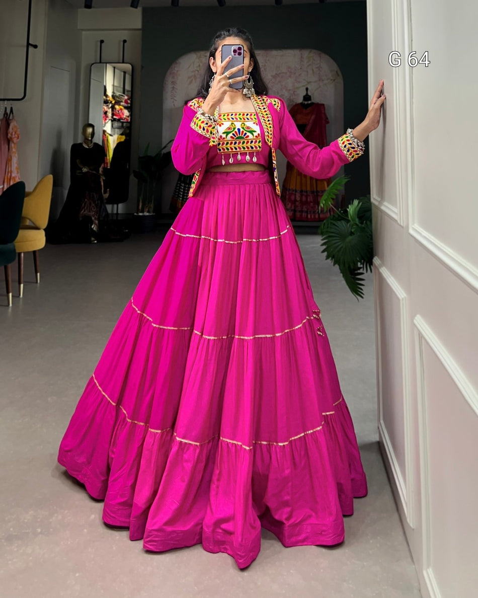 Pure Rayon Lehenga with Gota Patti Touch Up – G 64 Pink