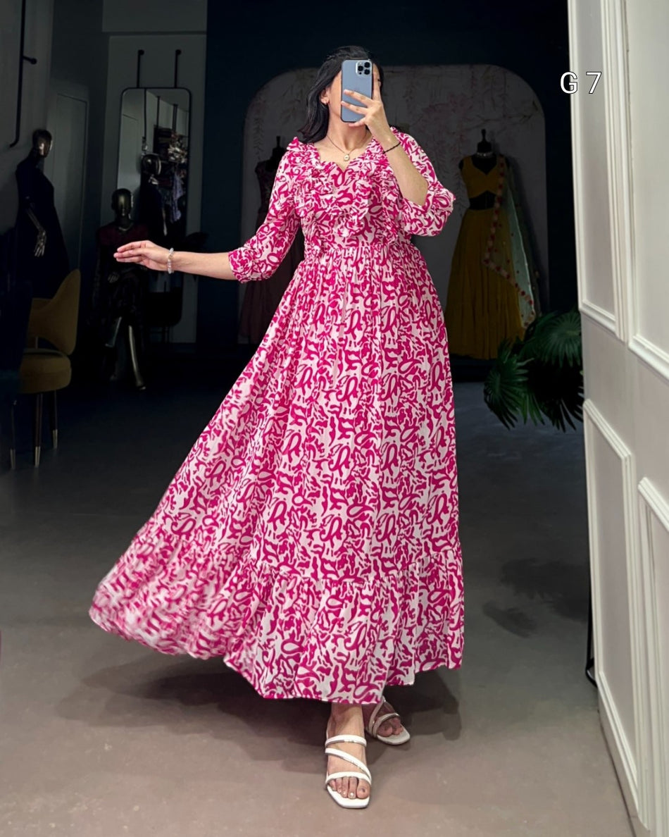 Georgette Printed Frock with Adjustable Waist – G 7