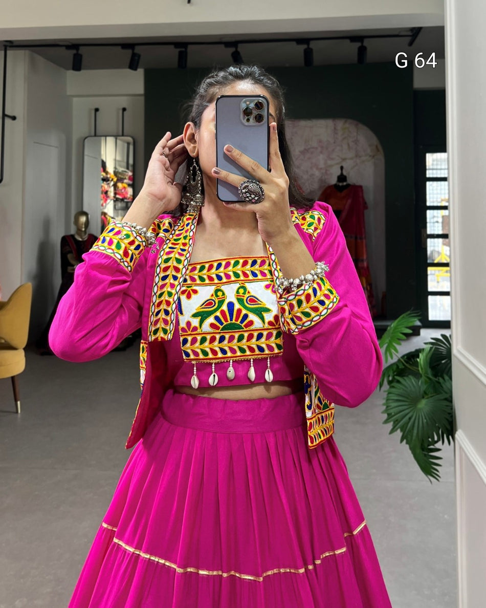 Pure Rayon Lehenga with Gota Patti Touch Up – G 64 Pink