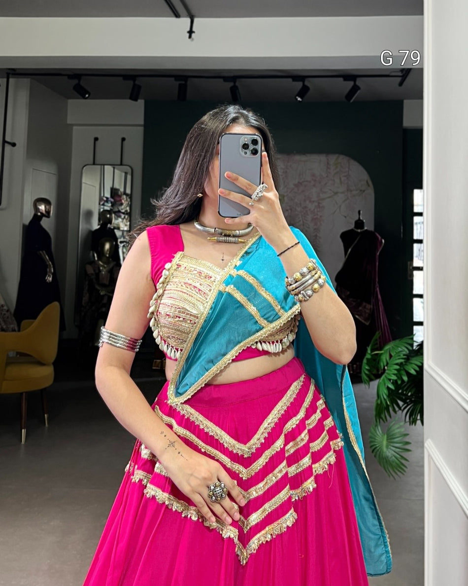 Pure Rayon Lehenga with Sequins Lace Touch Up – G 79 Pink