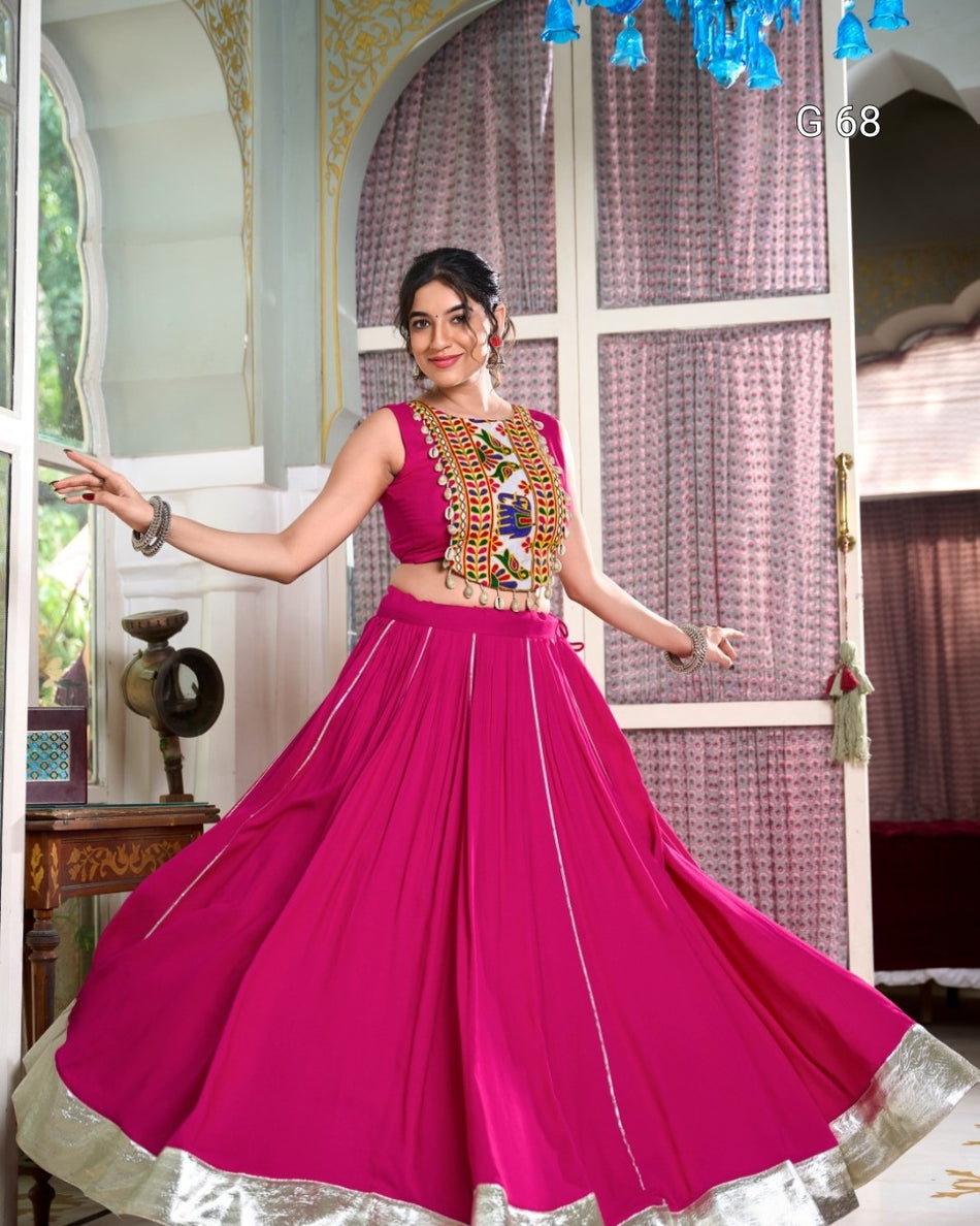 Rayon Lehenga with Lace Border & Gotta Patti Touch Up – G 68 Pink