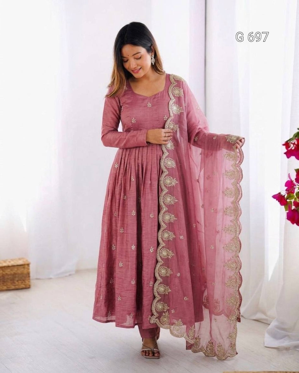 Luxurious Embroidered Anarkali with Timeless Charm G 697