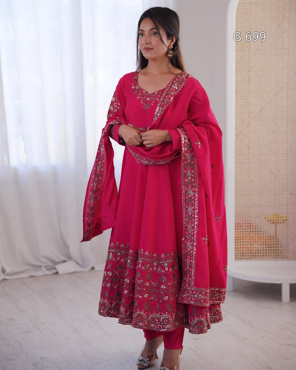 Premium Sequence Work Anarkali with Festive Glamourn G 699