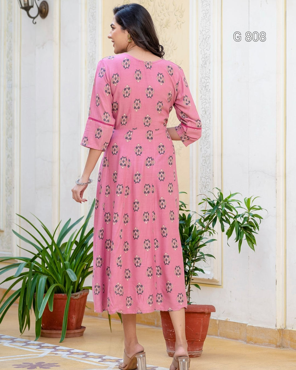 Premium Embroidered Rayon Kurta Collection G 808