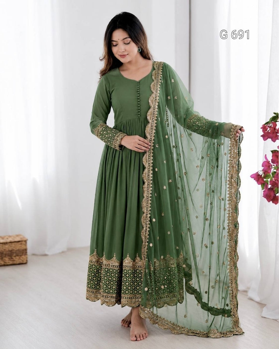 Luxurious Sequence Work Anarkali with Ethnic Charm - G 691