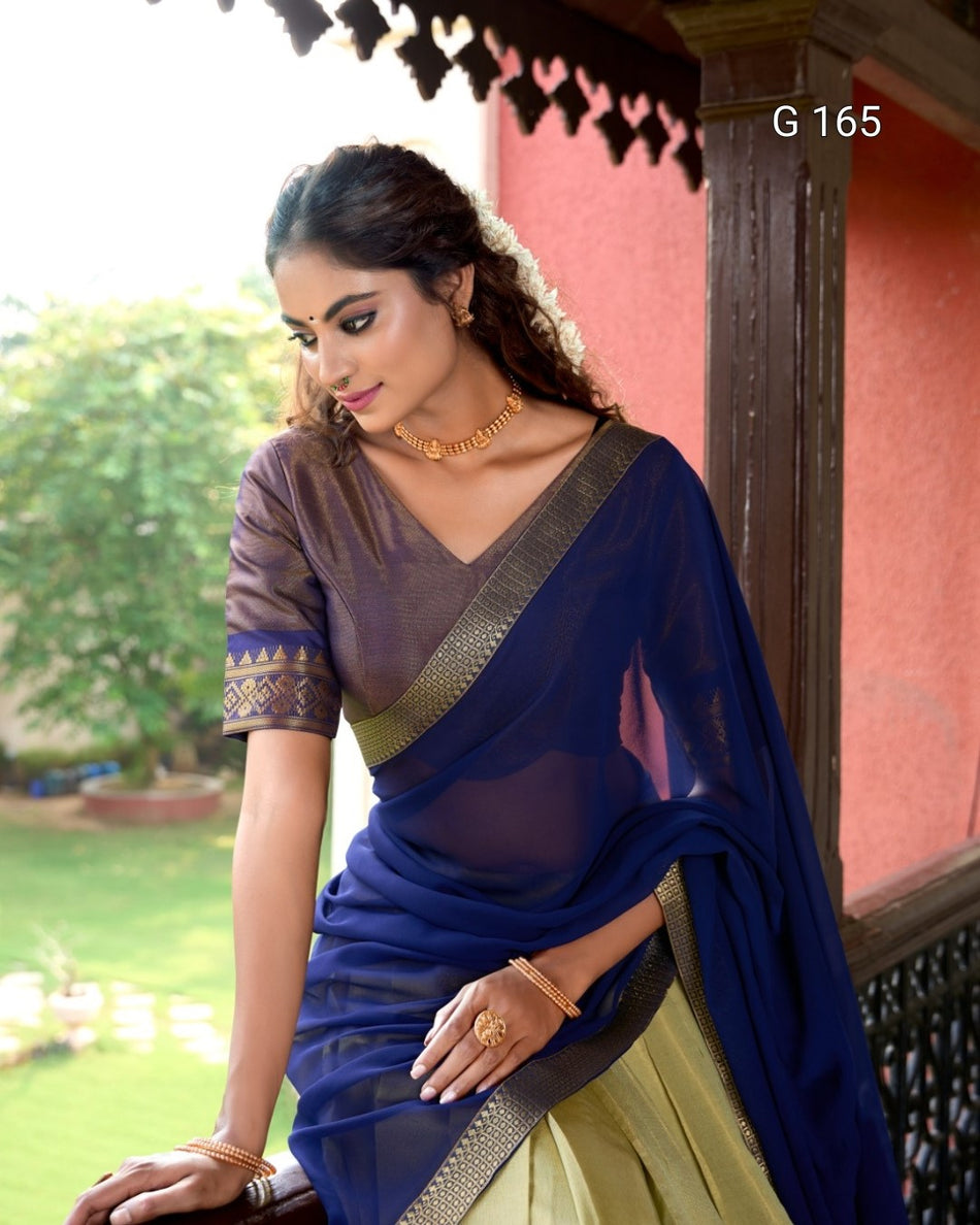 Pista Kanchipuram Lehenga with Zari Weaving Work & Georgette Dupatta-G 165 Pista