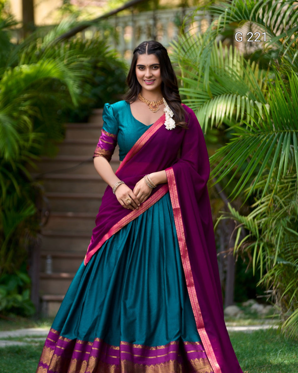 Zari Weaving Poly Cotton Lehenga with Georgette Dupatta – G 221