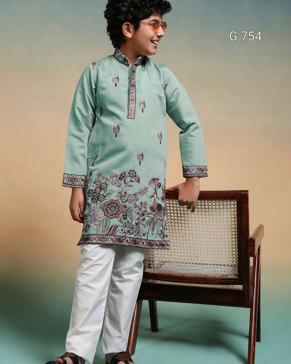 Kids Premium Kurta Pant Set for Boys | Festive Ethnic Wear Collection - G 754