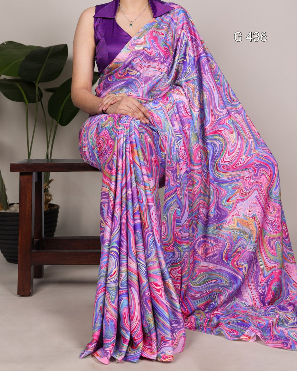 Graceful Printed Satin Saree Collection - G 436