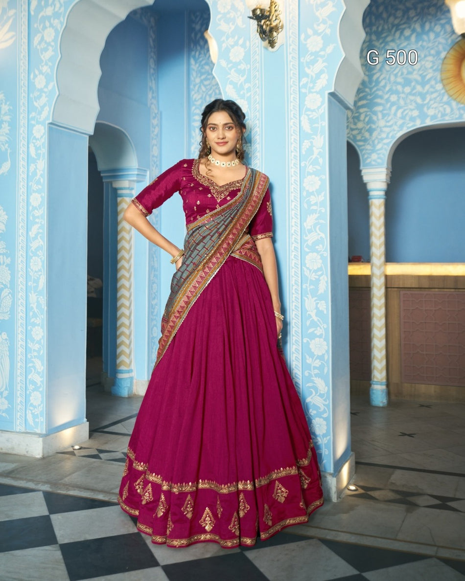 Graceful Vichitra Silk Lehenga for Special Occasions - G 500
