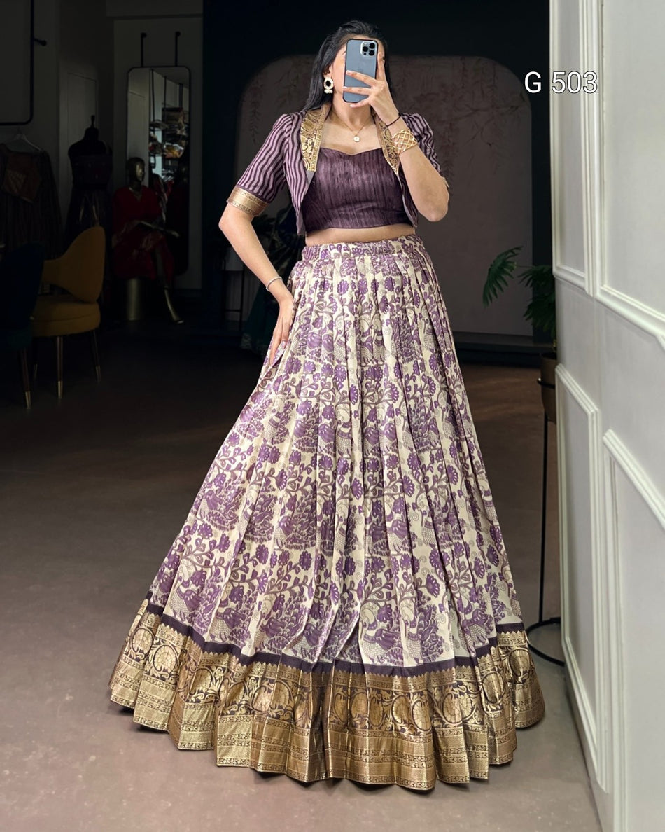 Stylish Tasar Silk Lehenga with Traditional Charm - G 503