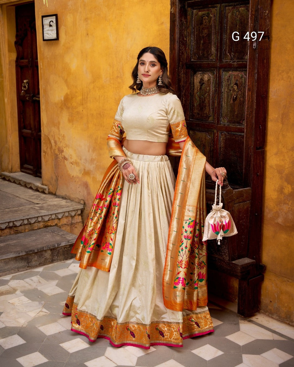 Premium Paithani Lehenga with Lace Border Design - G 497