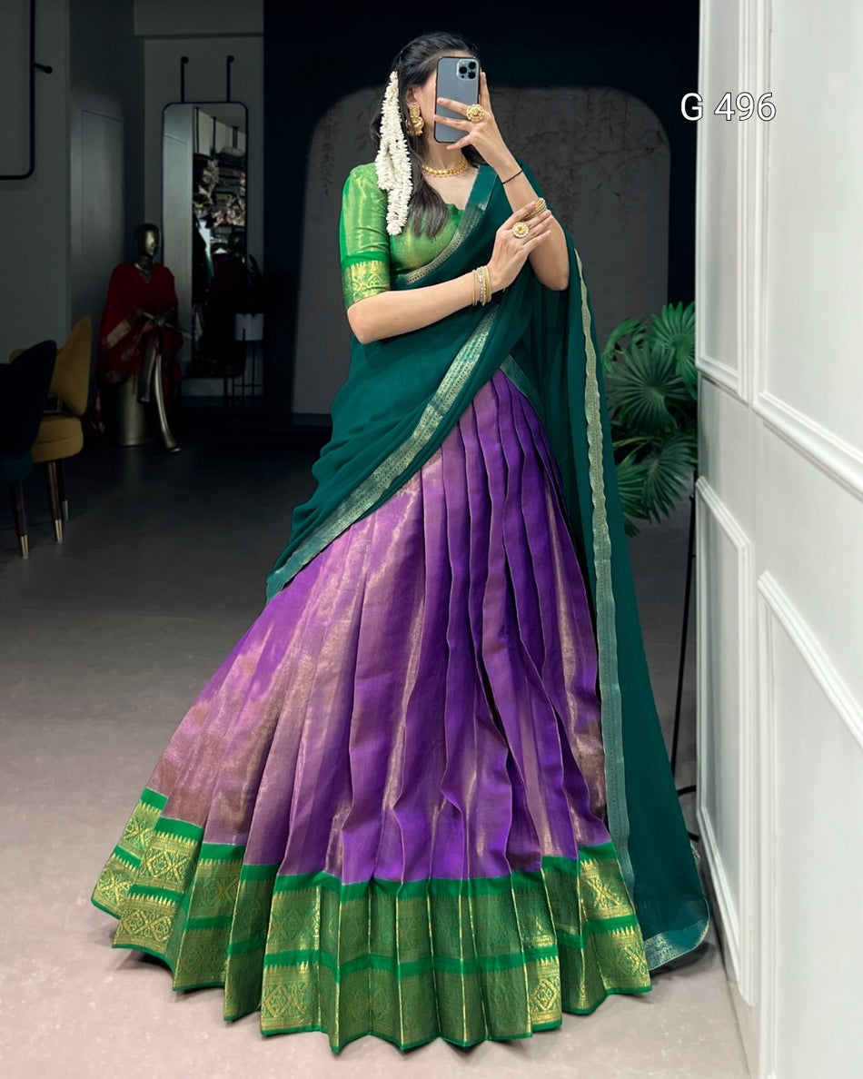 Elegant Kanchipuram Silk Lehenga with Traditional Appeal - G 496