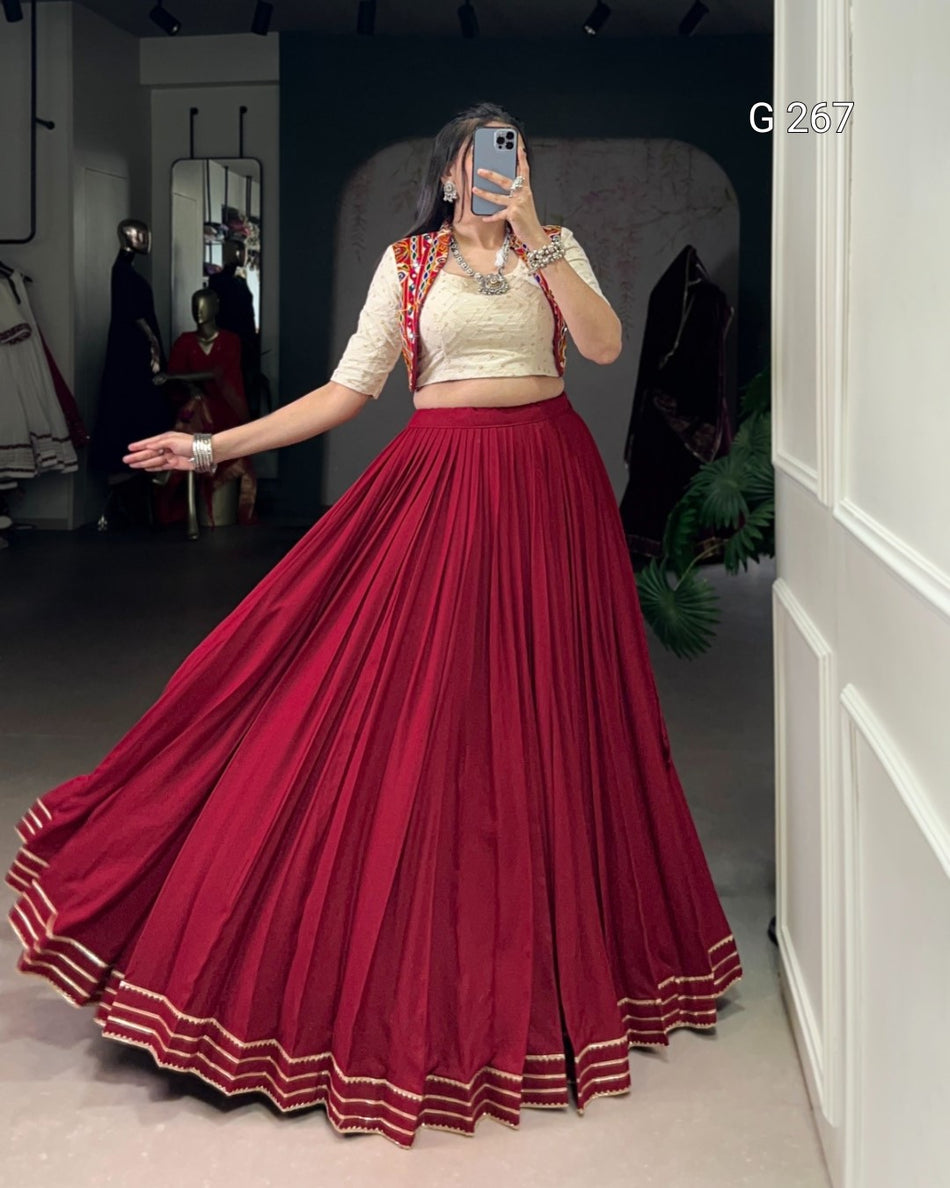 Gotta Patti Lace Touch Up Pure Rayon Lehenga – G 267 Maroon