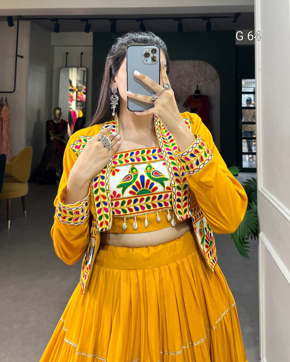 Pure Rayon Lehenga with Gota Patti Touch Up – G 64 Musterd