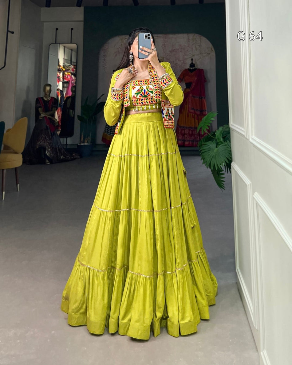 Pure Rayon Lehenga with Gota Patti Touch Up – G 64 Parrot